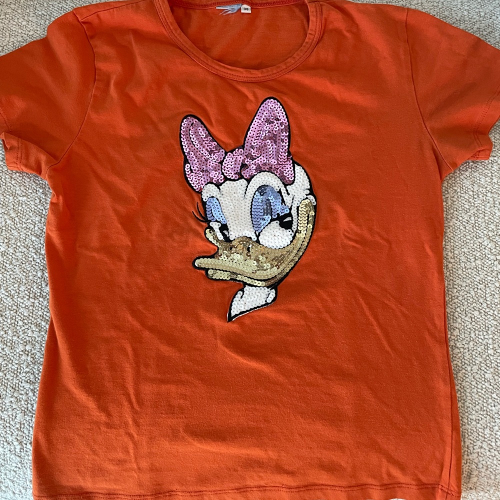 Orange Daisy Tshirt with sequins